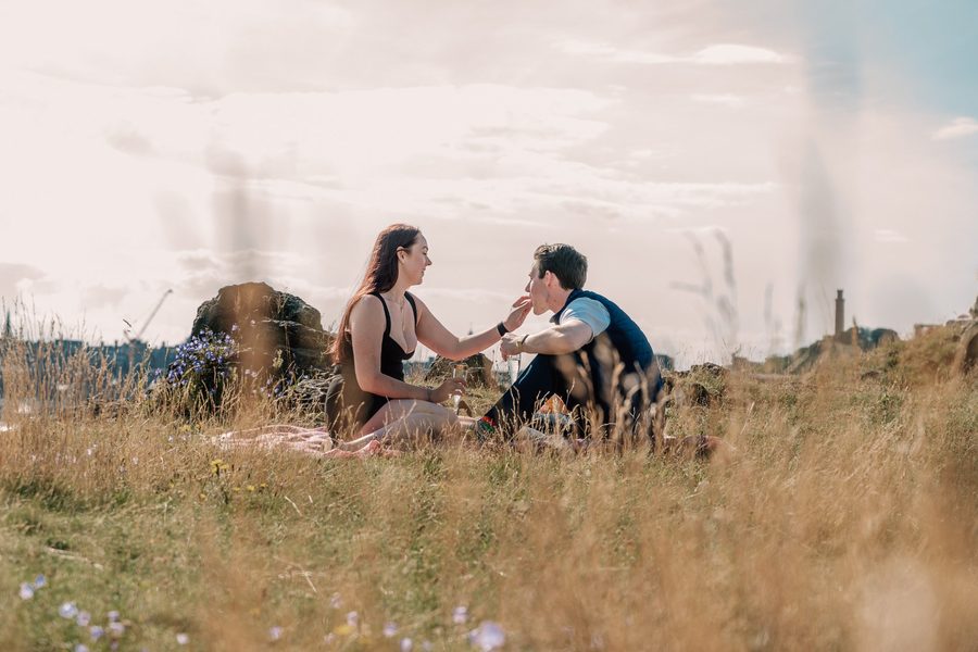Zachary and Kathryn on picnic blanket